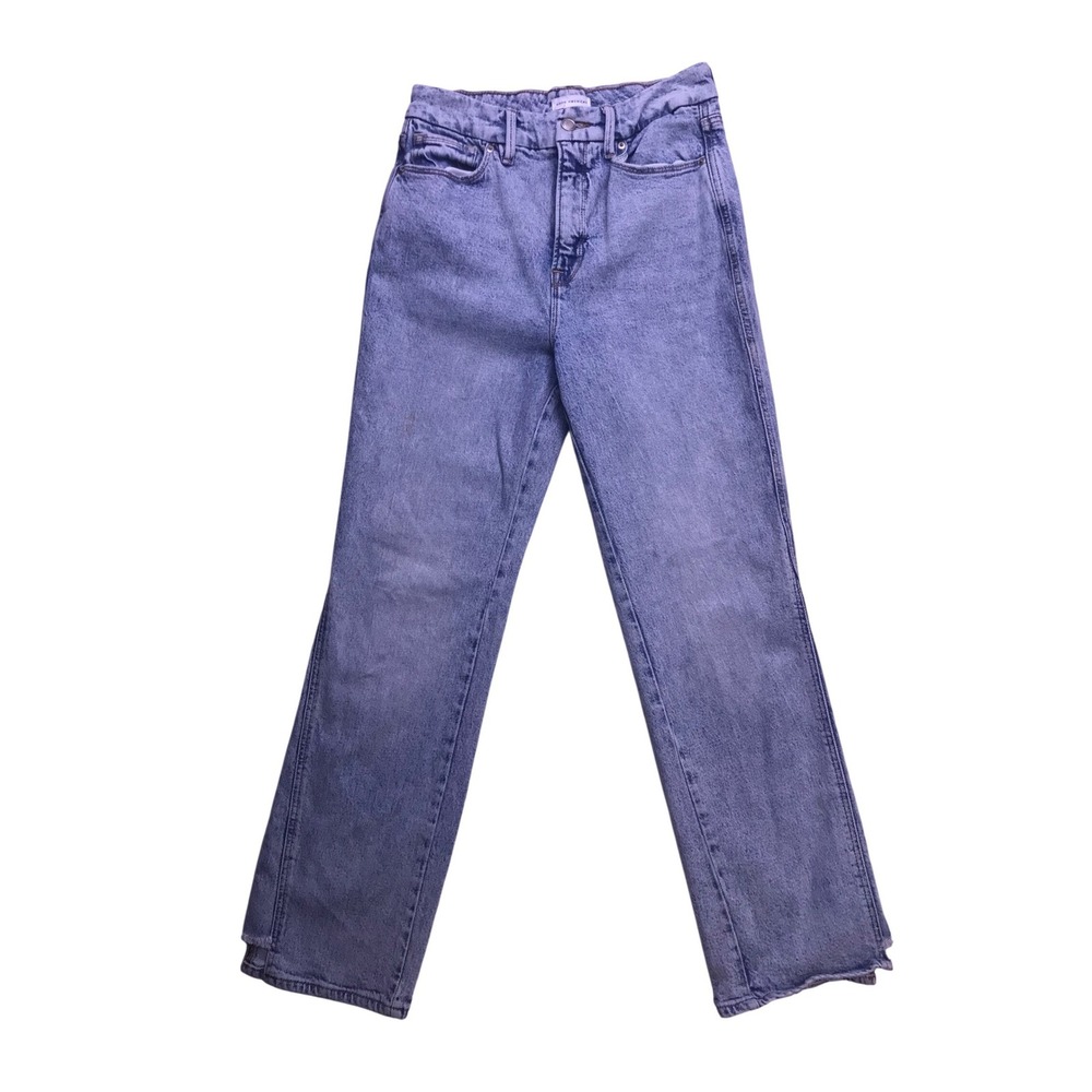 Good American Good Curve Straight Step Jeans Womens 4/27 Blue Acid Wash